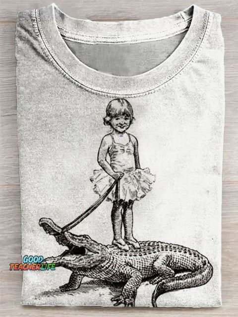 Funny Crocodile Printed Casual T-shirt