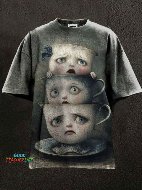 Funny Teacup Printed Casual T-shirt