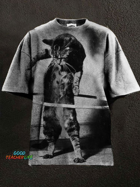 Funny Cat Print Casual T-shirt