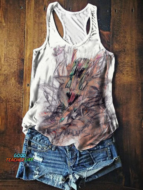 Funny Cat Print Tank Top