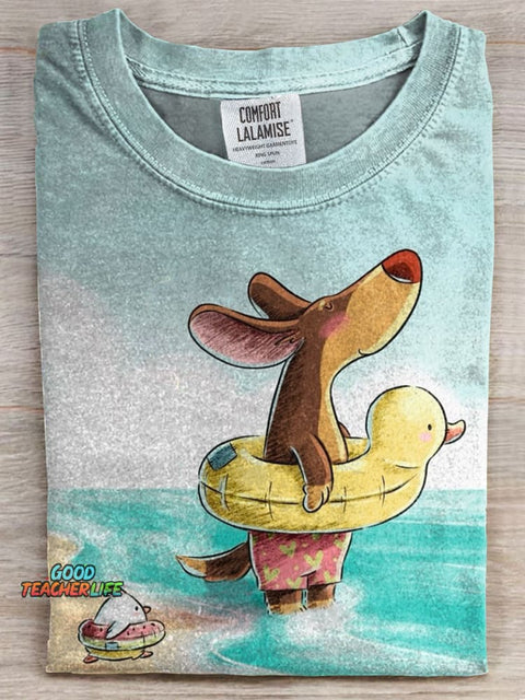 Funny Dachshund Printed Casual T-shirt
