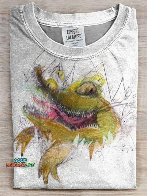 Funny Crocodile Printed Casual Short-sleeved T-shirt