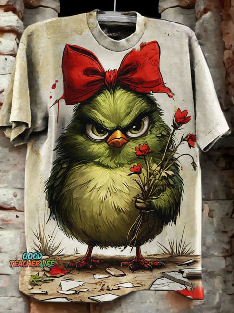 Funny Chicken Print Casual T-shirt