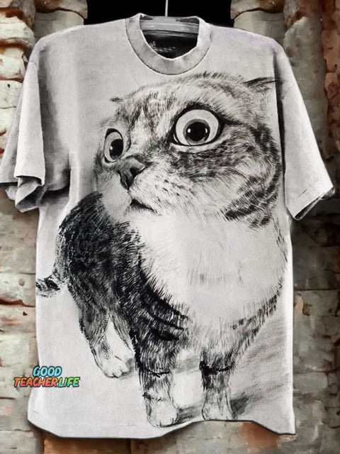 Funny Cat Print Casual T-shirt