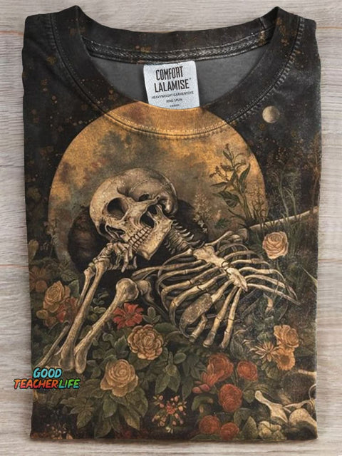 Skeleton Print Casual Top