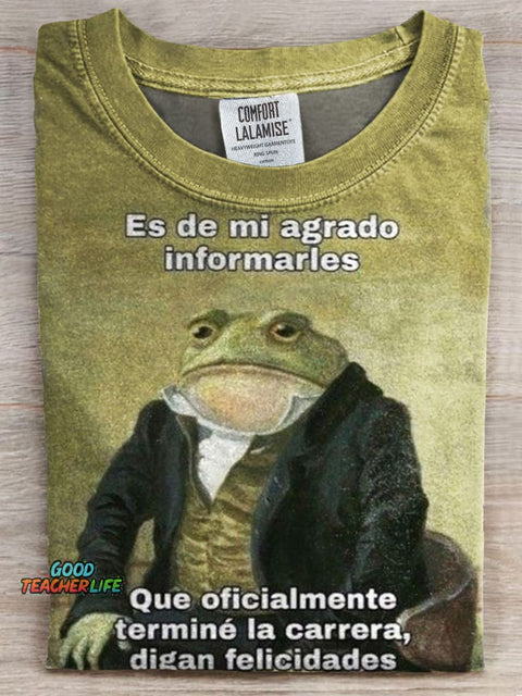 Funny Frog Print Casual T-shirt