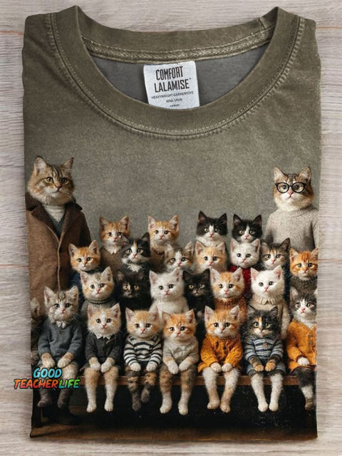 Cat Art Print Casual T-shirt