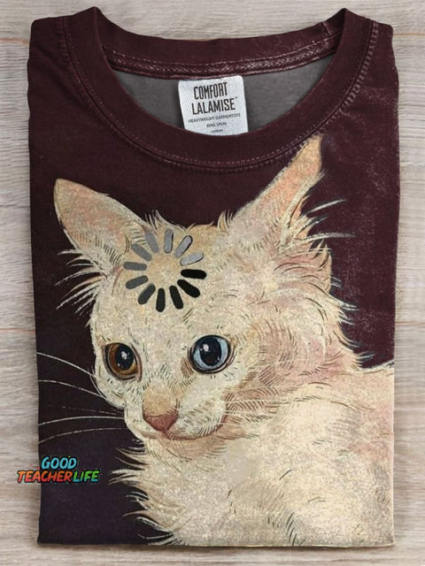 Funny Cat Print Casual T-shirt