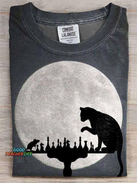 Funny Cat and Mouse Printed Casual T-shirt