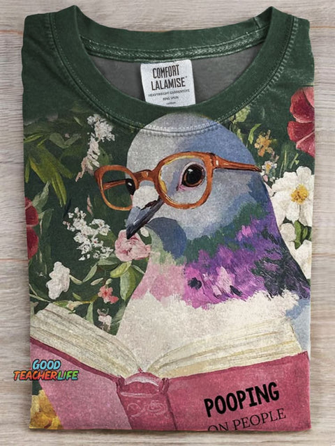 Funny Bird Print Casual Tee