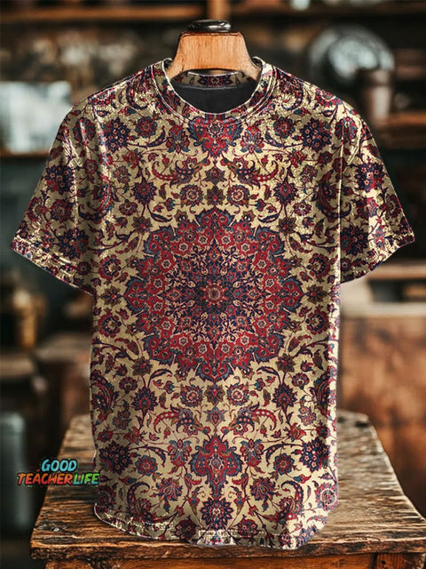 Retro Ethnic Geometric Printing T-shirt