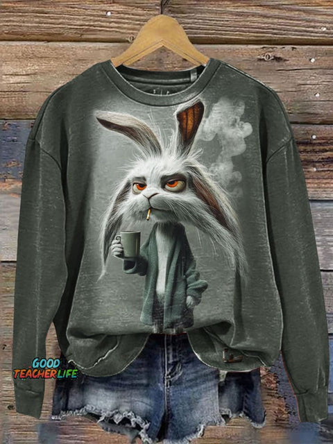 Funny Rabbit Print Sweashirt