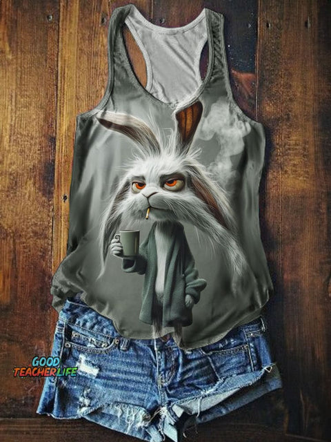 Funny Rabbit Print Tank Top