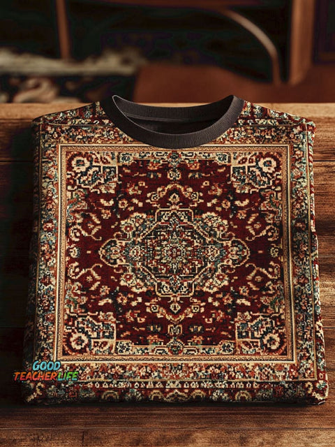 Retro Ethnic Floral Print Casual Top
