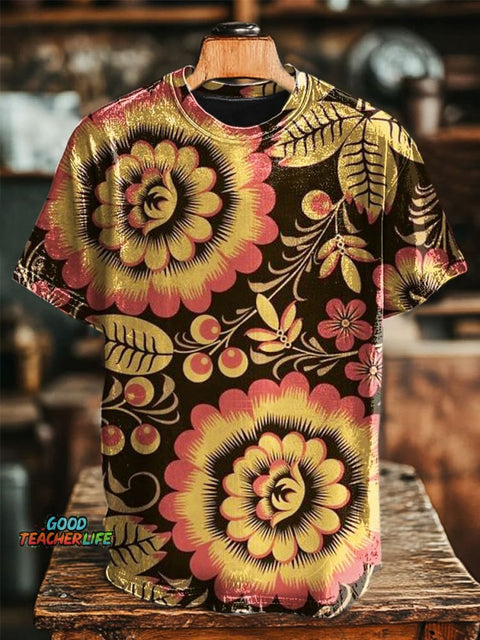 Flower Art Print Casual Top