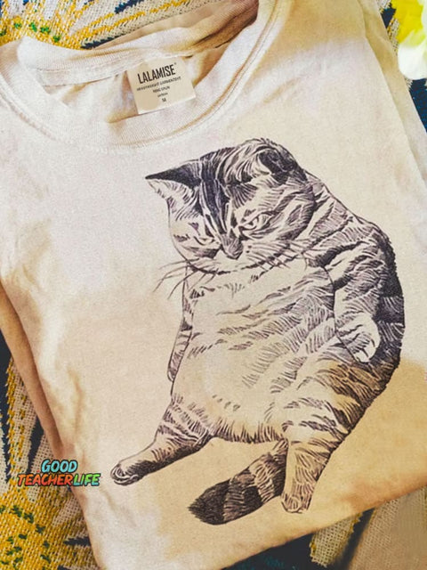 Funny Cat Print Casual T-shirt