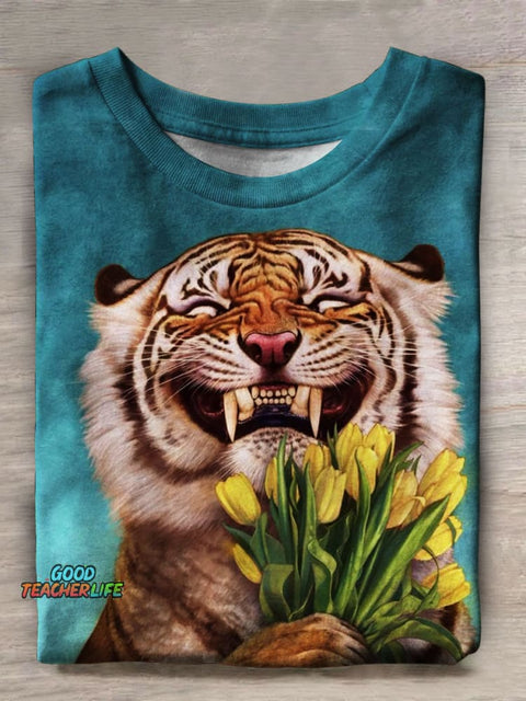 Tulip Tiger Printed Casual Top