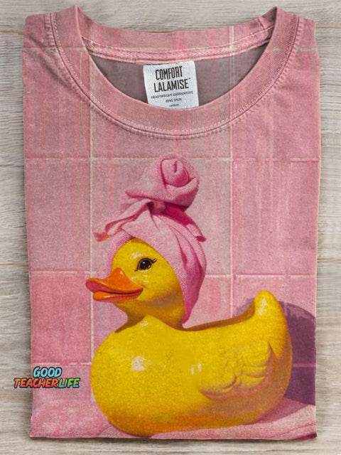 Cute Duck Print Casual T-shirt