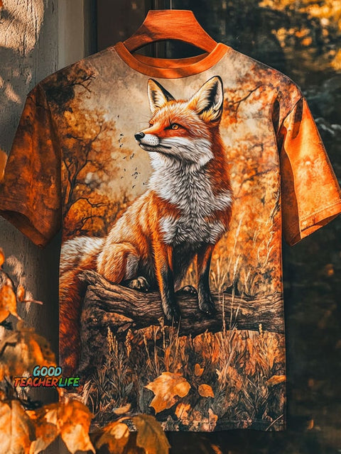 Fox Print Casual T-shirt