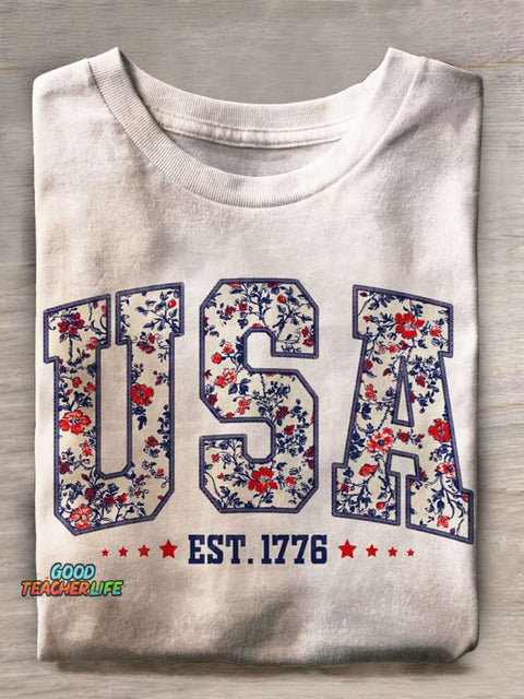 USA Print Casual T-shirt