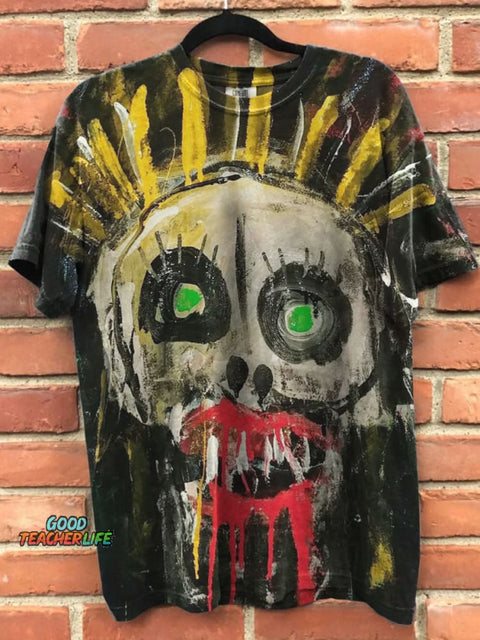 Graffiti Skull Art Print Casual T-shirt