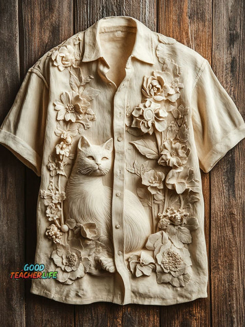 Cat Print Casual Shirt