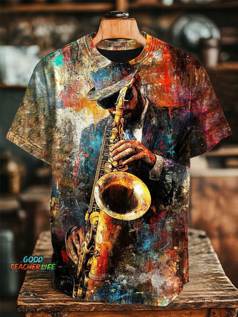 Saxophone Art Print Casual T-shirt