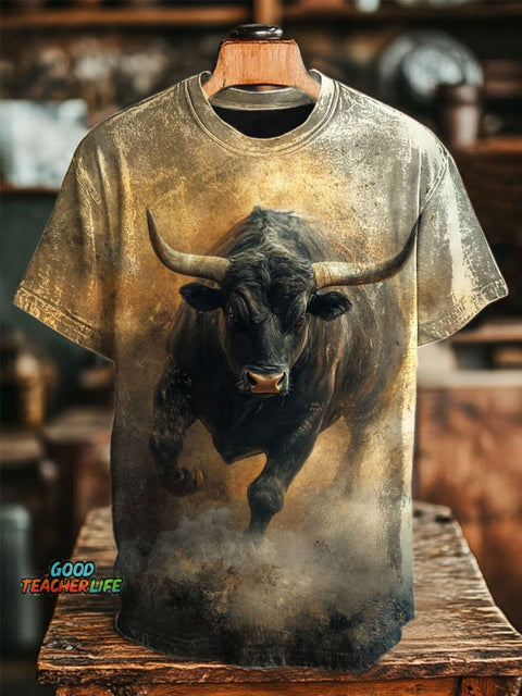 Bull Art Print Casual T-shirt