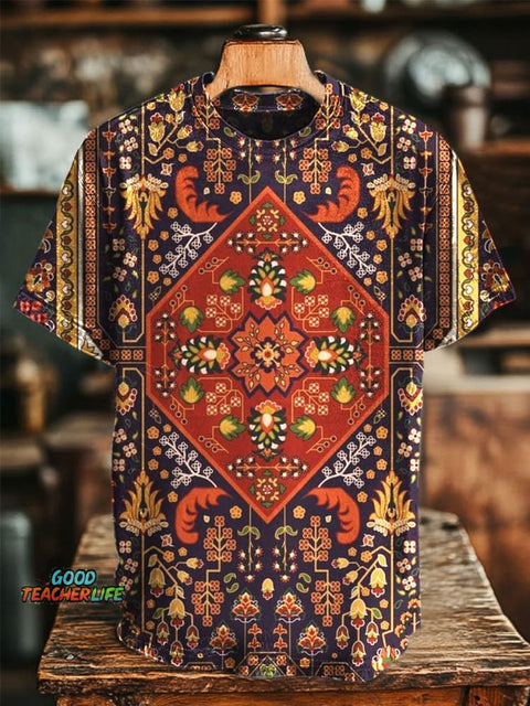 Ethnic Floral Print Casual T-shirt