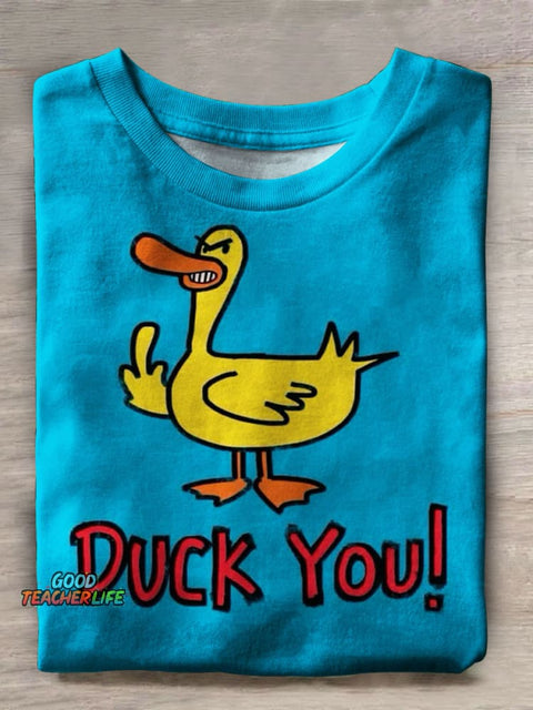 Duck You Print Casual T-shirt