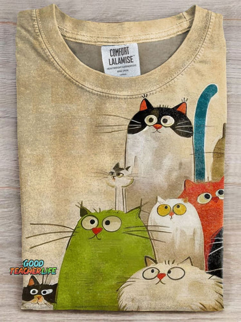 Cat Print Casual T-shirt