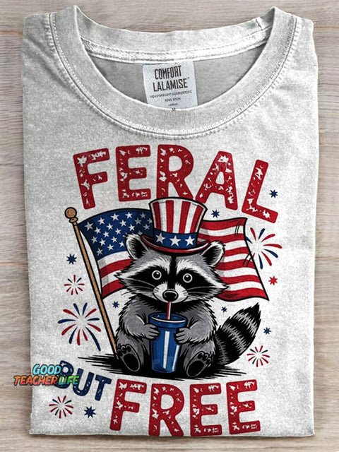 Feral But Free Prints Casual T-shirt
