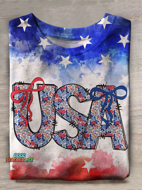 4th of July Prints Casual T-shirt