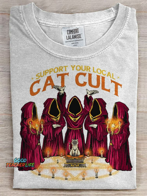 Support Your Local Cat Cult Prints Casual T-shirt