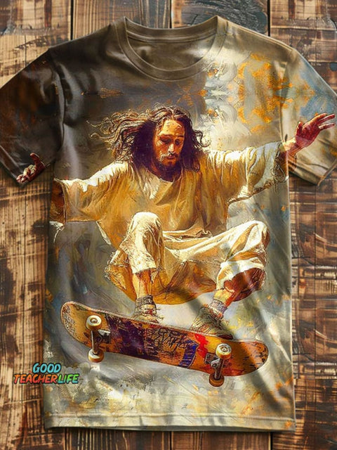 Funny Jesus Print Casual T-shirt
