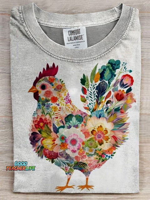 Chicken Prints Casual T-shirt