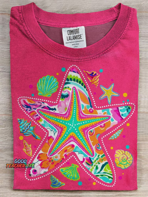 Summer Starfish Prints Casual T-shirt