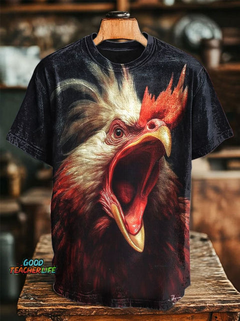 Funny Rooster Prints Casual T-shirt