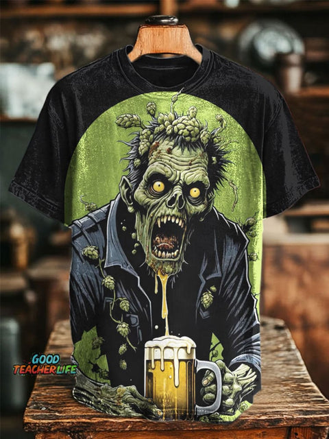 Zombie Beer Art Prints Casual T-shirt