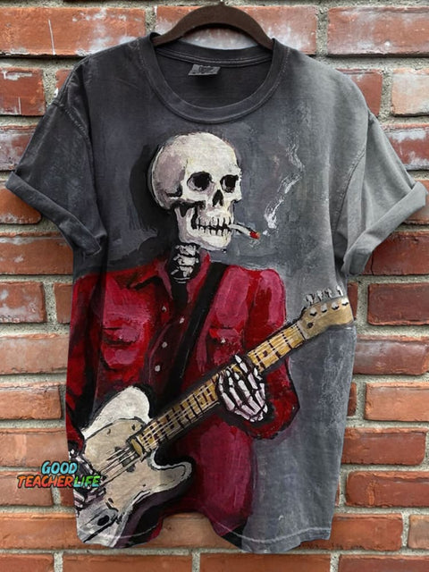 Skeleton Art Prints Casual T-shirt