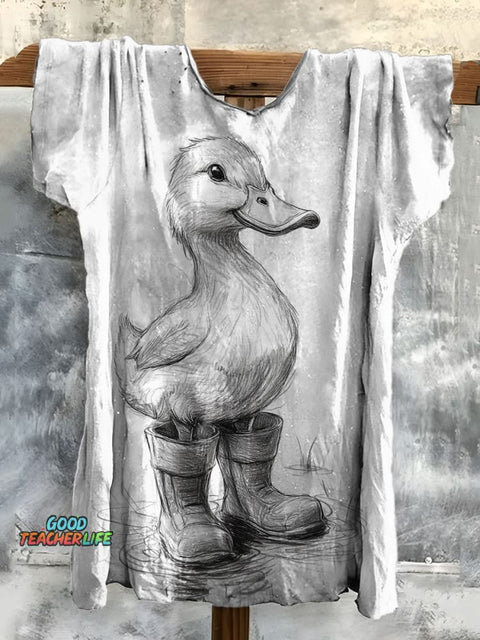 Duck Art Print Cotton Crew Tee