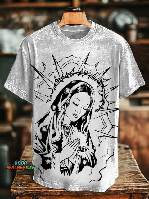 Virgin Mary Prints Casual T-shirt