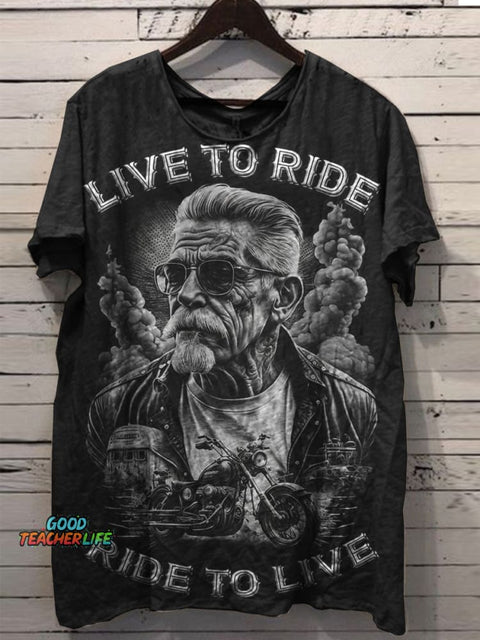 Live To Ride Art Prints Casual T-shirt