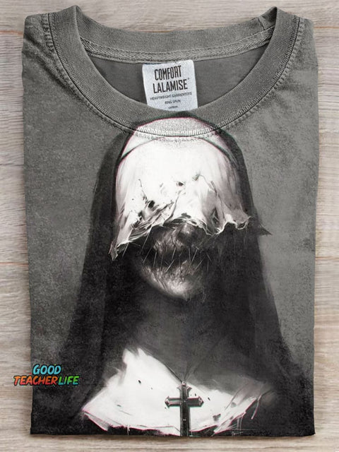 Horror Nun Prints Casual T-shirt