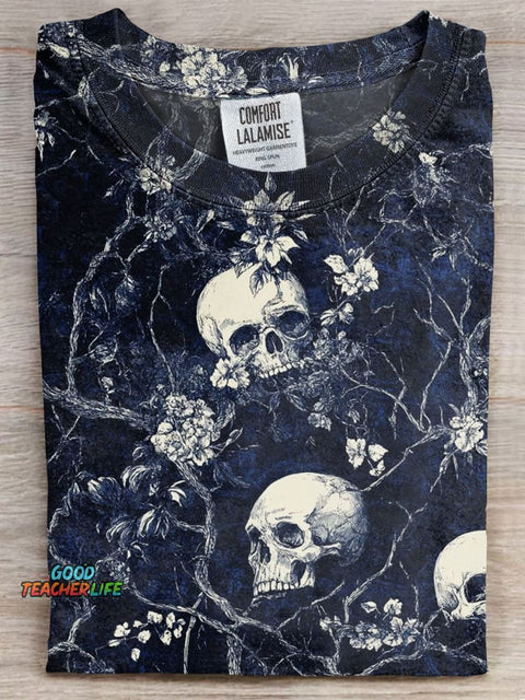 Skeleton Art Prints Casual T-shirt