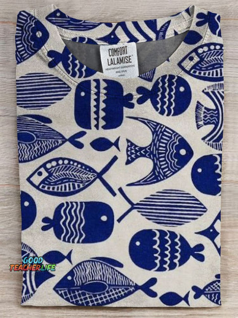 Fish Prints Casual T-shirt