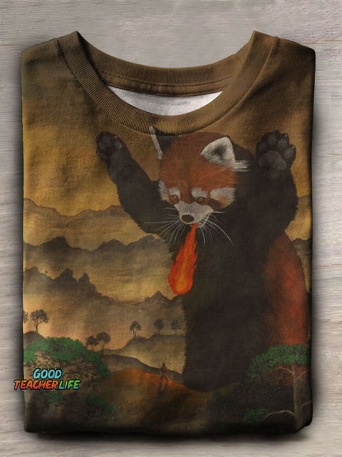 Giant Fire-Breathing Red Panda Prints Casual T-shirt