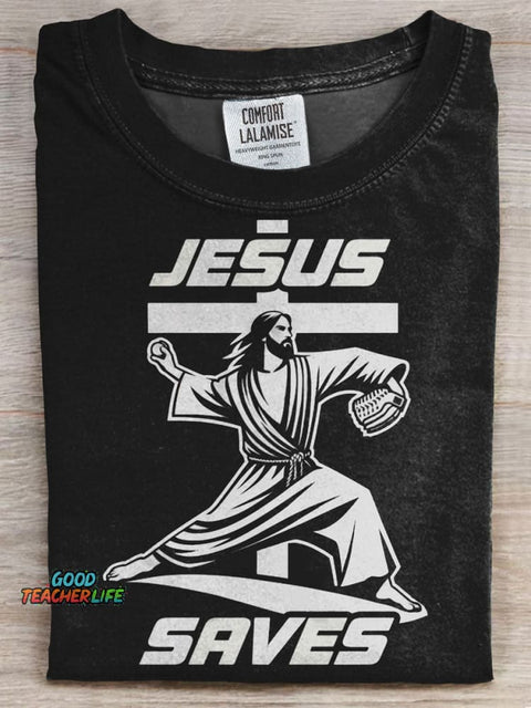 Funny Jesus Saves Prints Casual T-shirt