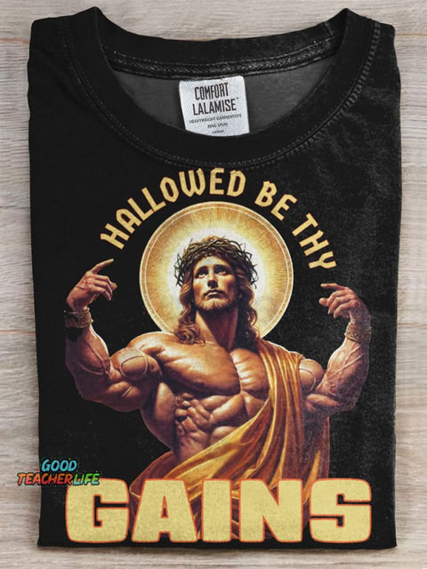Hallowed Be Thy Gains Prints Casual T-shirt