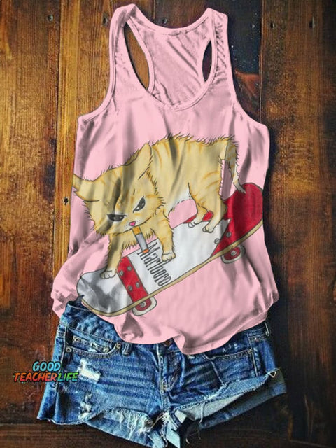 Cat Print Tank Top